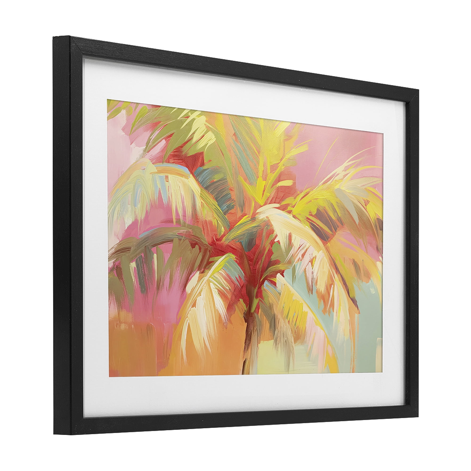 Stupell Industries Warm Palm Leaf Impressions Black Framed Print Under Glass, design by Jacky Ngan