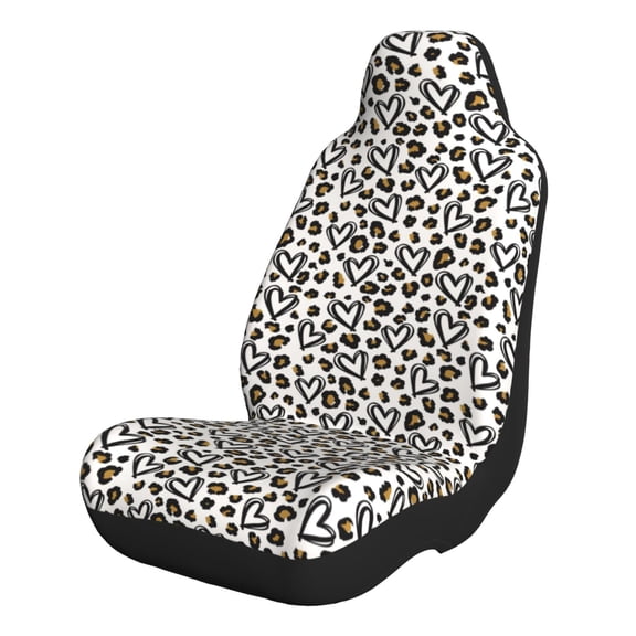 Xecao Heart Leopard for Automotive Seat Covers for Cars Trucks and SUVs – Gray Car Seat Covers for Front Seats, Truck Seat Protectors-1