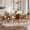 WoodBrown, variant on KATBOC 71" Wood MDF Splicing Dining Table Set with 6 Faux Leather Dining Chairs, X-Shaped Metal Frame, Seats 6-8 for Kitchen & Dining Room