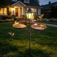 thumbnail image 5 of LACKUST Solar Bird Feeder with Light, 2-Tier Metal Ground Stake Bird Bath & Feeding Station for Garden, Rustic Brown, 5 of 5