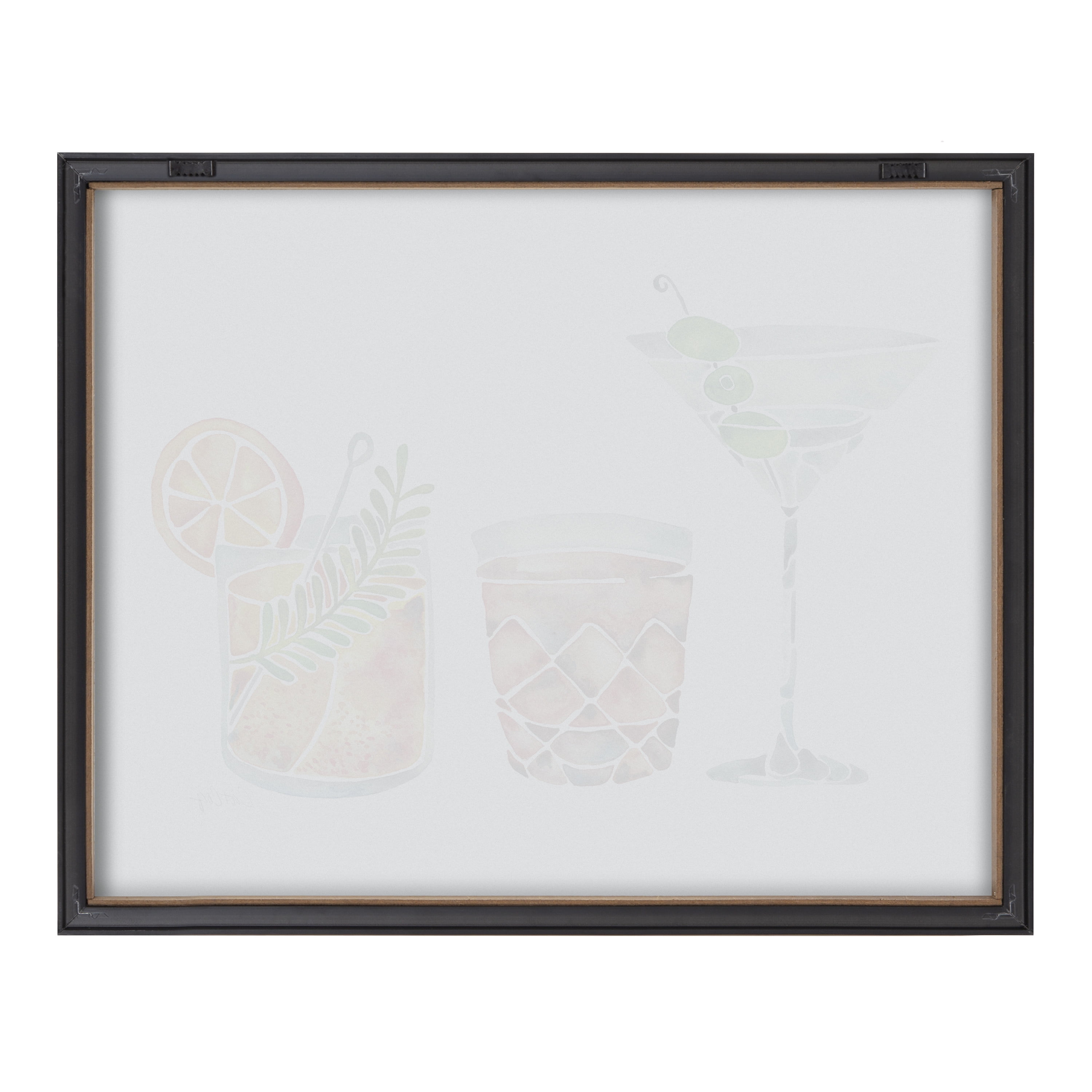 Kate and Laurel Blake Classic Cocktails Framed Printed Glass Wall Art by Cat Coquillette, 16x20 Gold, Mid-Century Modern Cocktail Art for Wal