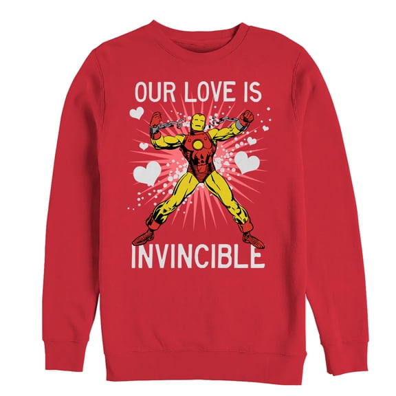 Men's Marvel Valentine Iron Man Invincible Love Sweatshirt Red Small