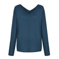 thumbnail image 5 of Tbopshirt Womens Top Women Fashion Casual Solid V-Neck Loose Long Sleeve T-shirt Top Blouse Pullover, 5 of 5