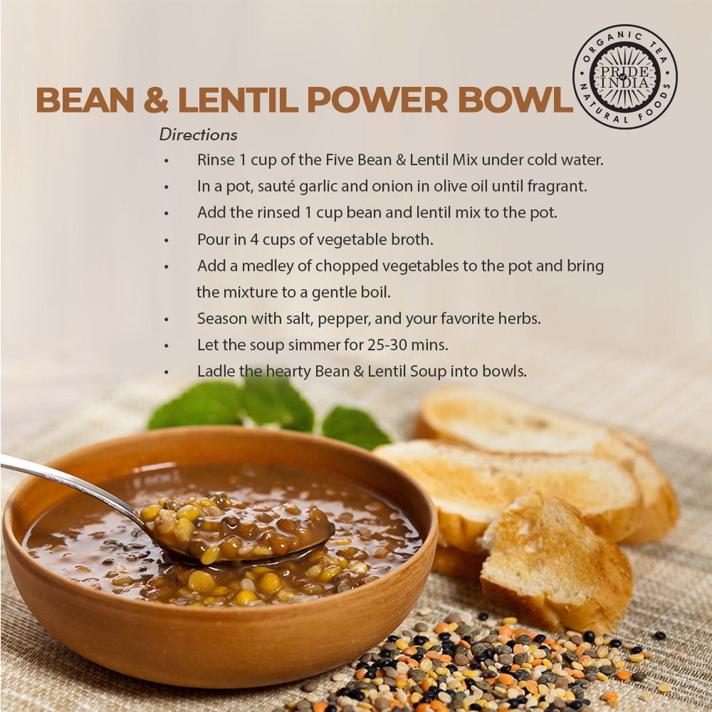 Pride Of India - PACK of 6 - Bean And Lentil Superfood, Five Mixed Beans And Lentils, 1.5 lbs Jar