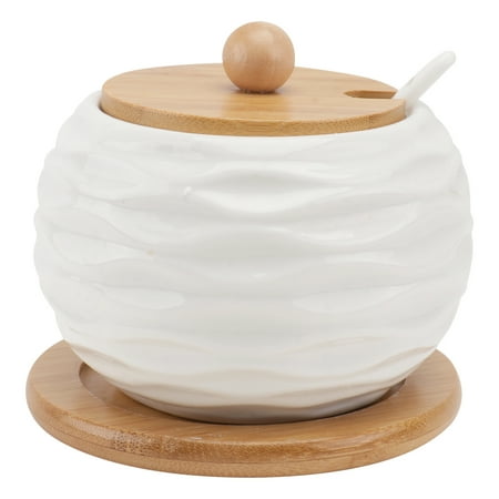 

1Set Ceramic Condiment Pot with Spoon Simple Seasoning Jar Kitchen Supply