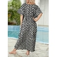 thumbnail image 2 of HAPPY BAY Women's Batik Sleepwear Caftan Maxi Loungewear Dashiki House Dress with Pockets Nightgowns for Women Plus Size 2X-3X Polka Dots, Black, 2 of 5