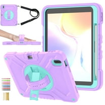 Hard Back Cover Case for Apple 10.9-inch iPad 10th Generation (2022) Model A2757/A2777 - Portable Tablet Case with Rotating View Kickstand & Shoulder/Hand Strap, Shockproof Rugged Cover, Purple Green