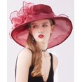 thumbnail image 5 of Women Derby Fascinator Hat Organza Church Wedding Hat Wide Brim Cocktail Tea Party Hat, 5 of 5