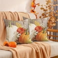 thumbnail image 3 of Orange Pumpkin Fall Throw Pillow Covers 18x18 Set of 2,Autumn Thanksgiving Linen Pillowcase Cushion Cover for Couch Sofa Bed, 3 of 6