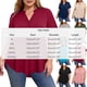 thumbnail image 3 of Plus Tops para Mujeres Tamaño Plus Moda Color Sólido Casual Botón-Up Top con Cuello en V Y Manga 3/4 Mujeres Tamaño Plus Tops de Verano, 3 of 8