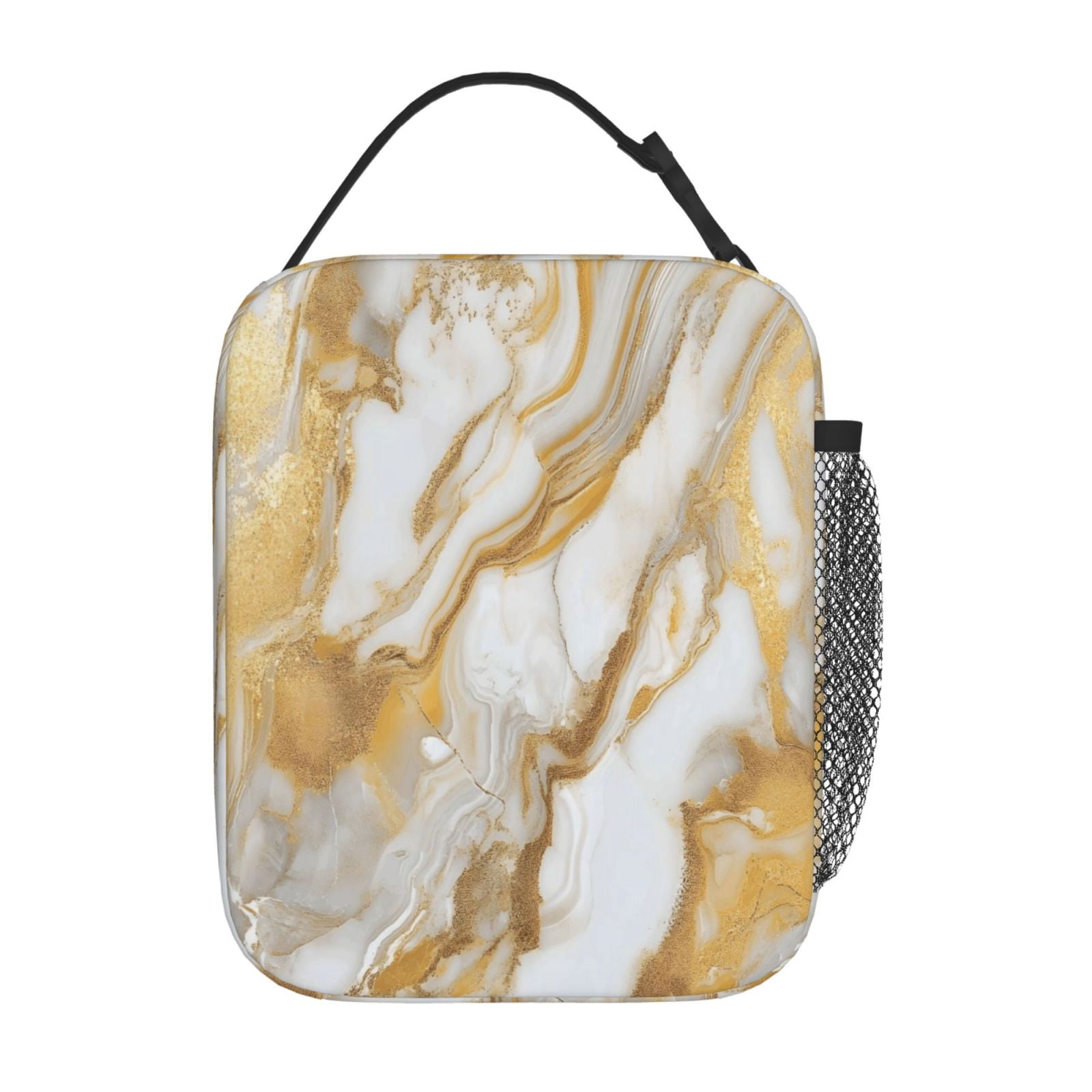 Lunch Bag For Women Men Insulated Portable Lunch Box Bento Box Office Picnic Travel Cooler Bag Gold Marble_2