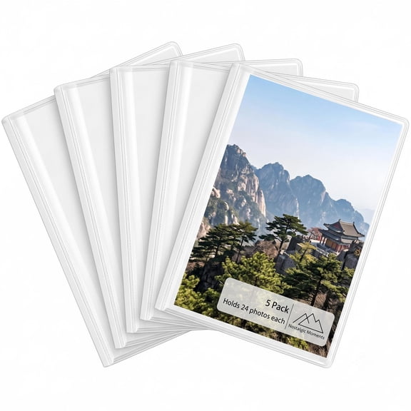 Clear Cover Photo Album 5 Pack, 4x6 Photo Storage with 24 Pockets, Perfect for Family Photos, Vacation Memories, Special Events, White