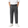 thumbnail image 2 of ITSAME Boys School Uniform Pants Flat Front Elastic Waist Straight Leg Kids Dress Pants with Pockets Dark Gray Size 11, 2 of 9