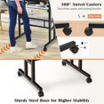 thumbnail image 4 of CZMJY Mobile Stand Up Desk, Height Adjustable Home Office Desk with Standing & Seating 2 Modes, Tilting Tabletop & Flexible Wheels, Rolling Laptop Cart Sit Stand Desk (Walnut), 4 of 10