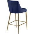 thumbnail image 3 of Homestock Rustic Refinement Modern, Contemporary Velvet Upholstered Counter Stool with Polished Metal Legs and Foot Rest, Set of 2, Ideal for Bar and Pub Height Tables, 21.5"D x 17"W x 38"H-Color:Navy, 3 of 8