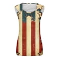 thumbnail image 4 of IDOCLOTHES USA Flag Tank Tops Women American Flag Sleeveless Shirt Patriotic Tank Top 4th of July V Neck Summer Vest Tees Khaki, XL, 4 of 4