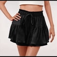 thumbnail image 4 of Pantalones Cortos para Mujer, con Volantes en el Bajo, Cintura Alta, Cordón Ajustable, Holgados, Informales, Falda de Verano, Color Negro, Talla S, 4 of 9