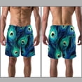thumbnail image 3 of luoweisi Men's Beach Shorts Quick Dry Swim Trunks with Mesh Lining Peacock Feather M, 3 of 5