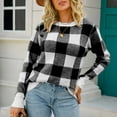 thumbnail image 6 of VERUGU Womens Sweaters Fashion Winter Knit Plaid Print Warm Comfortable Loose Long Sleeve Crewneck Pullover Casual Sweater Black L, 6 of 8