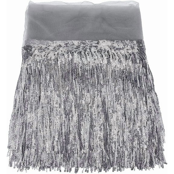 10 Yards Sequins Fringe Trim 9.8inch PVC Sewing Fringe Trim Gray Sequin Tassel Sewing Trimming for DIY Craft Performance Costumes Garment Curtain Home Decor