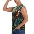 thumbnail image 3 of Fotbe Green Forest Dinosaur Men's Camiseta sin Mangas Estampada para Hombres, Playera Casual para Gimnasio, Entrenamiento, Playa-Large, 3 of 7