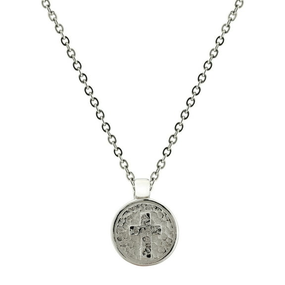 Women's Stainless Steel Circle Cross Necklace - 1 Corinthians 16:14 by Shields of Strength