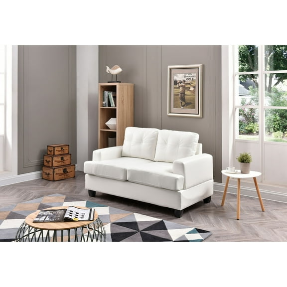 Glory Furniture Sandridge Faux Leather Loveseat in White