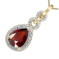 thumbnail image 2 of Mauli Jewels Engagement Necklace for Women 1.80 Carat Pear Shaped Garnet and Diamond Pendant 4-prong 10K Yellow Gold|Silver Chain, 2 of 3
