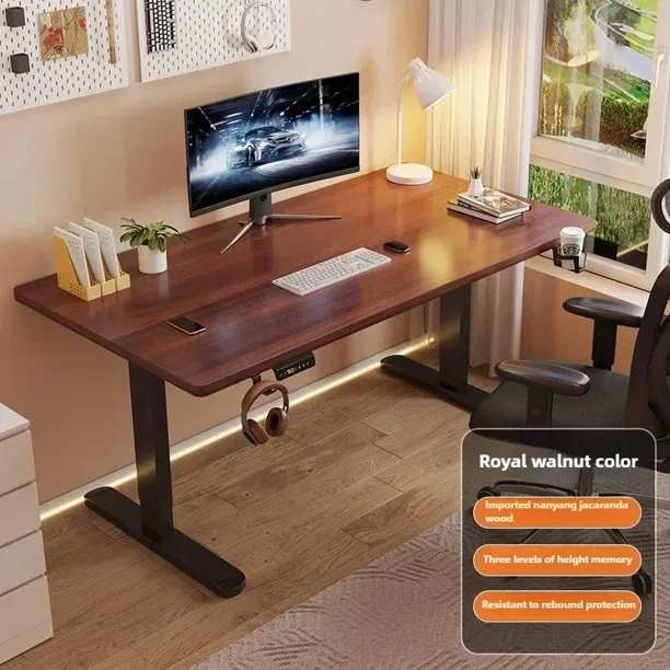 Mesa elevadora eléctrica de madera maciza, mesa de ordenador inteligente, escritorio de estudio en casa, escritorio de oficina, mesa de juegos, banco de trabajo para dormitorio