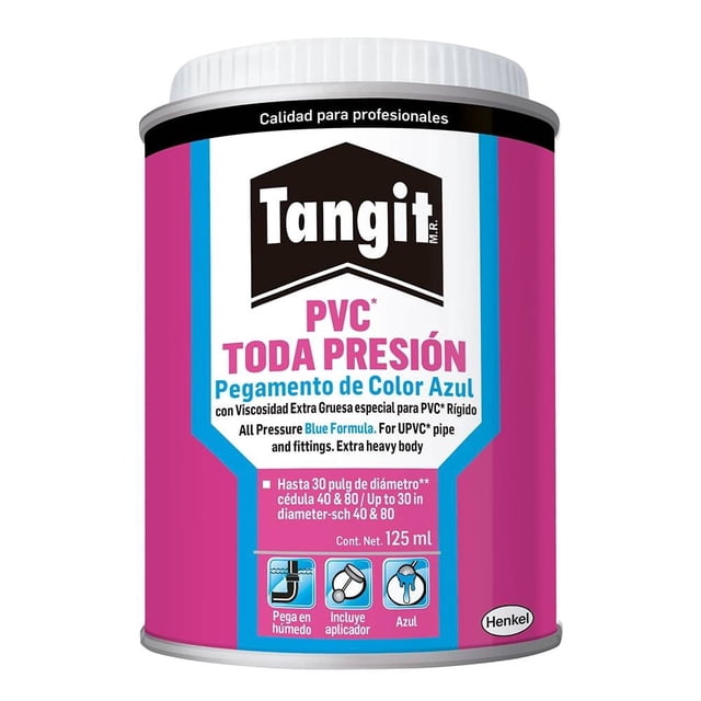 Pegamento PVC Tangit All Pressure Blue formula, Viscosidad extragruesa, adhesivo PVC Base solvente, 125ml, color Azul