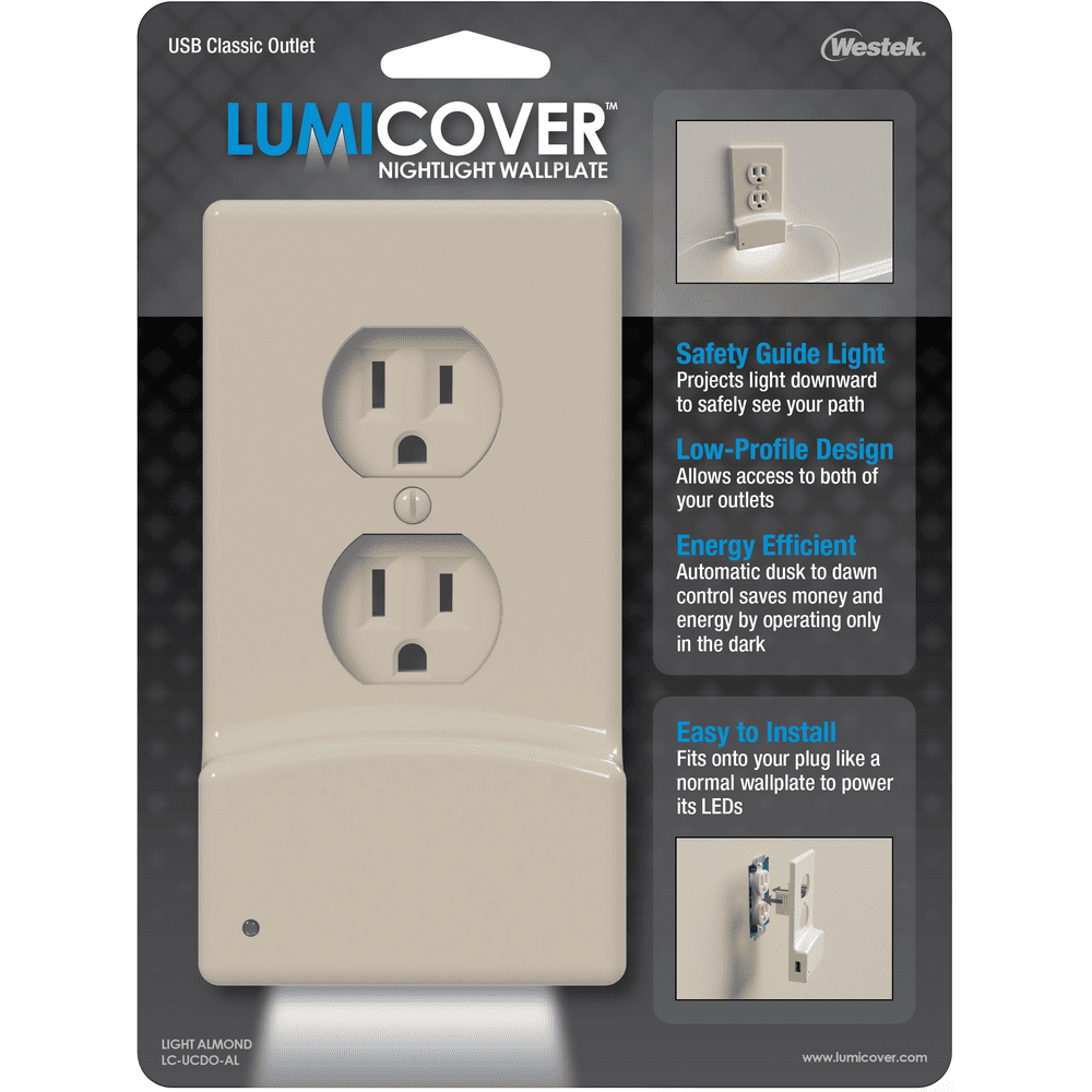 Wallplate Nightlight With USB Charger Ports LED Night Light Outlet