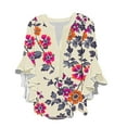 thumbnail image 2 of Sijiajgjfu 3/4 Ruffle Sleeve Blouses for Women Hide Belly Henley V Neck Dressy Casual Boho Floral Shirts 2025 Multicolor XL, 2 of 5