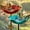 Red + Blue, variant on Handmade Metal Flower Garden Stake with Bird Bath & pollinator Water Station, Bee Bath for Garden Metal Bee Water Feeder with Flower Design for Outdoor Yard Decor