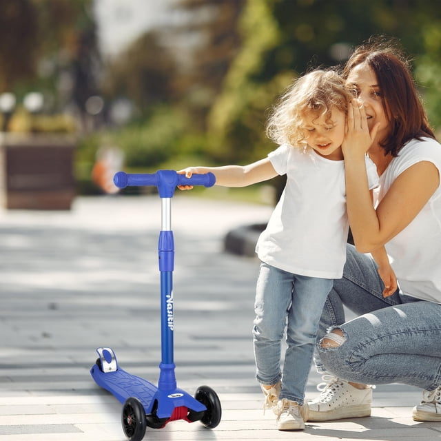 Yiwa Trottinette à 3 Roues pour Enfants, Guidon Réglable, Trottinette à Inclinaison pour Diriger avec Roues en PU Lumineuses à LED, Grand Plateau Antidérapant