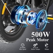 Bodywel T16PRO Black Electric Bike, 500W Peak Folding Electric Bicycle, 14 Mini Ebike for City Commuter, E Bike with 36V 10Ah Battery, UL2849