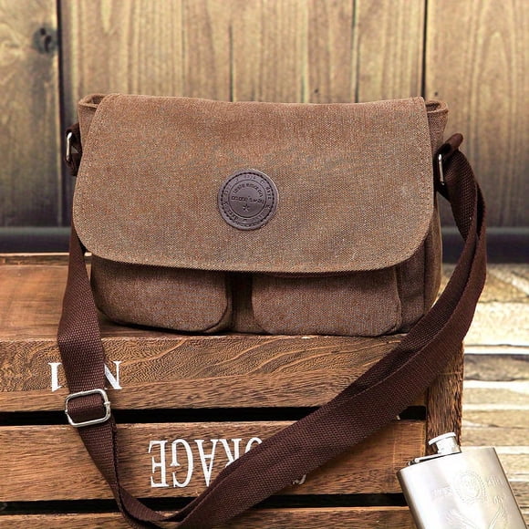 LHSHID Retro Canvas Shoulder Bag For Men Women Library Sling Bag Business Messenger Bag Crossbody Bag For Hanging Out & Daily Commute