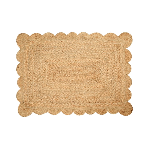 Savi Home Handwoven Jute Braided Area Rug with Scalloped Border 2'x3' ft Natural