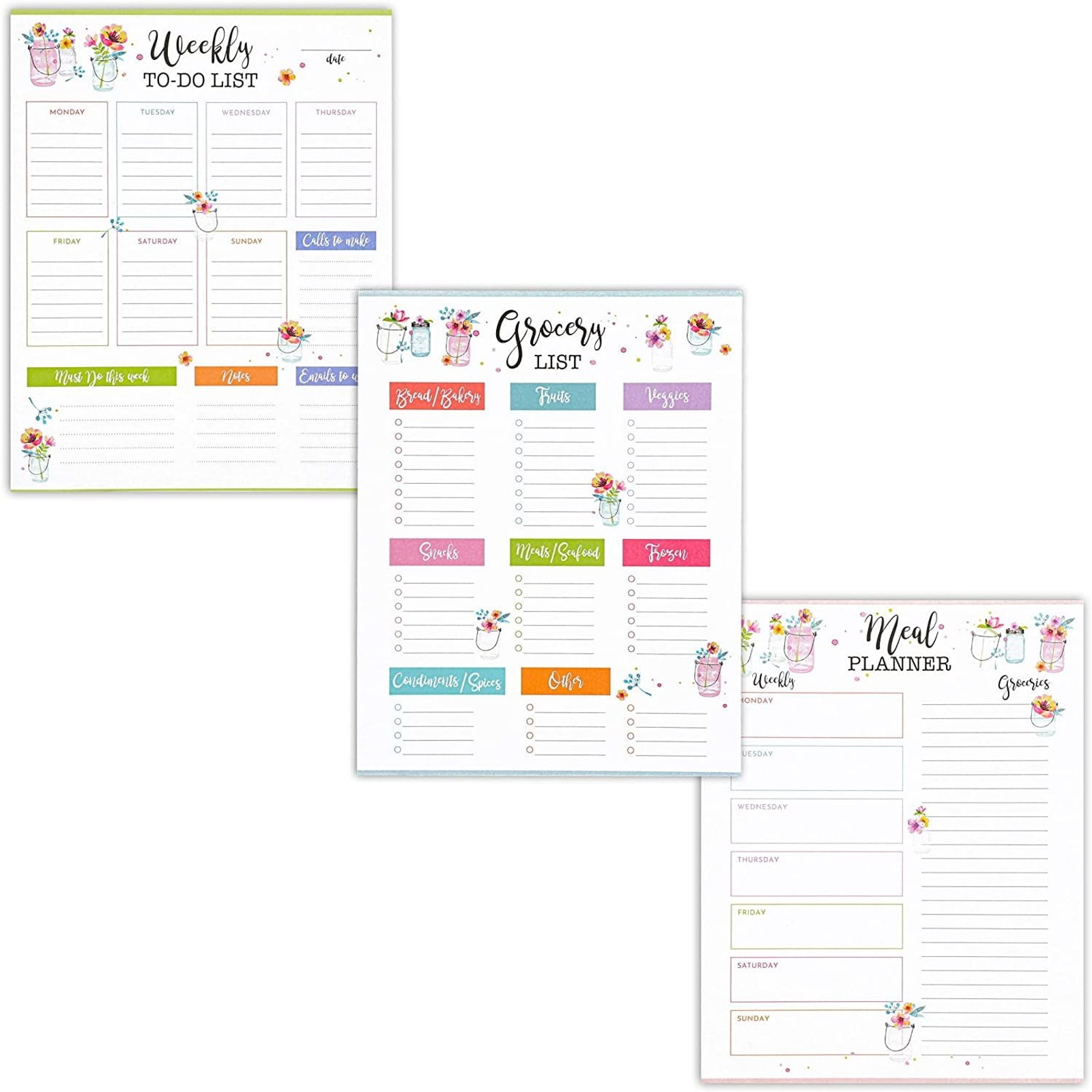 Shopping List 7.5 x 9.5" 52-Sheet Per Pad 3-Pack To-Do List Magnetic Notepad 