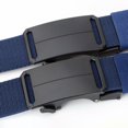thumbnail image 4 of Adjustable Tactical Nylon Web Belt for Men, Auto Slide Metal Buckle Lightweight Canvas Strap Outdoor Hiking Daily Casual Belt Blue-A, 4 of 7