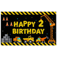 thumbnail image 7 of Construction Themed Happy 2 Birthday Banner Backdrop Decoration for Birthday Party Photography Props Party Supplies Background Decor, 7 of 7