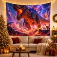 thumbnail image 3 of Lava Dinosaur in Volcanic Wasteland, Dramatic Fantasy Style for Dinosaur Lovers, Prehistoric Wall Decor, Housewarming Gift, Tapestry Wall Hanging for Bedroom and Gaming Room, 3 of 7
