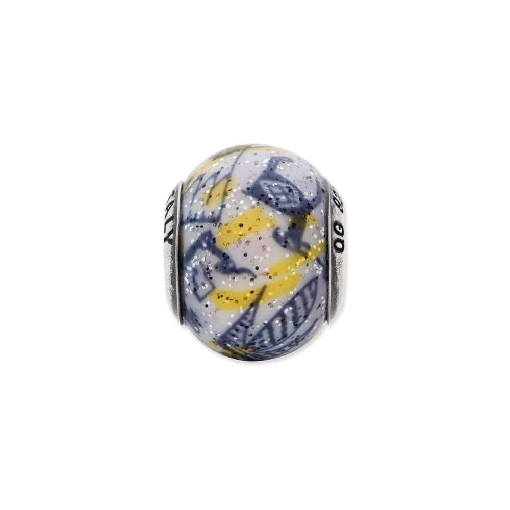 Fancy Bead White Sterling Silver Glass 12.73 mm 10.00 Reflections Italian Decorative Yellow & Bead