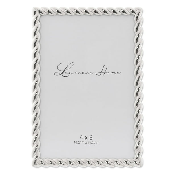 Marco de fotos Lawrence Frames, diseño de cuerda, metal, 10 x 15 cm, plateado