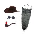 thumbnail image 2 of Sombrero de vaquero y barba, disfraz original, gafas de sol realistas para carnaval. gris, 2 of 9
