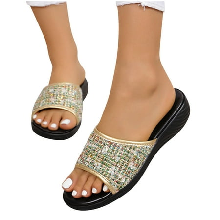 

WQJNWEQ Sandals Women Large Beach Slippers Slope Heels Thick Sole Fish Mouth Cool Slippers New Summer Fashion Outwear Slippers