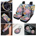 thumbnail image 2 of KUIFORTI Boho Florals 12 Pcs Automobile Seat Covers Car Center Console Cover Car Seat Belt Pad Cover Steering Wheel Covers Wristlet Keychain Universal Fit Most Cars,SUV,Sedan, 2 of 7