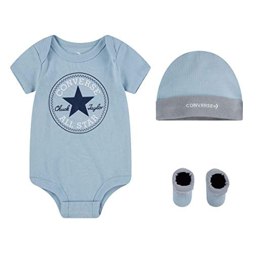 Converse Baby Girls All Star Bodysuit Hat Socks 3 Piece Set Celeste 0 6 Months Walmart