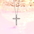 thumbnail image 5 of Collar de cruz de moissanita para mujer, colgante de cadena de clavícula de lujo ligero de plata de ley con nicho de cien mujeres, 5 of 5