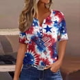 thumbnail image 2 of KDDYLITQ 250th Anniversary Usa Shirt Womens 250th Anniversary Printed Short Sleeve T-Shirts Flag Button V Neck Baggy Tees 2026 Tops Sky Blue S, 2 of 5
