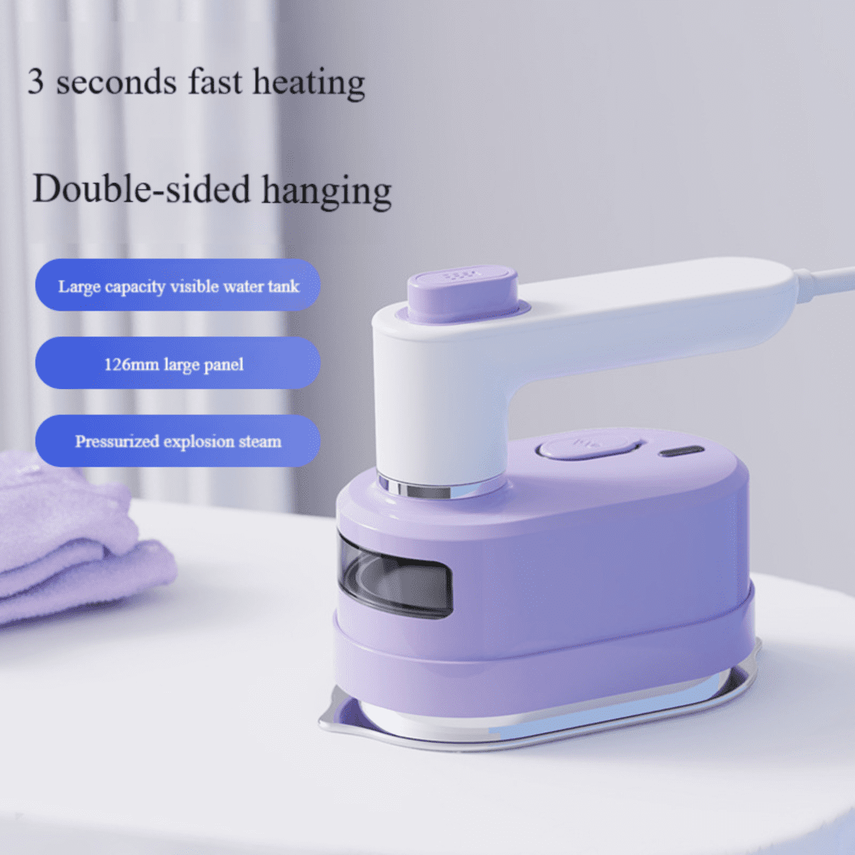 SpaceMuse Portable Handheld Garment Mini Electric Iron,2025 Upgraded Travel Steamer for Clothes,2 in 1 Mini Portable Rotary Garment for Clothes, 20S Fast Heating Powerful Wrinkle Remover (Purple)